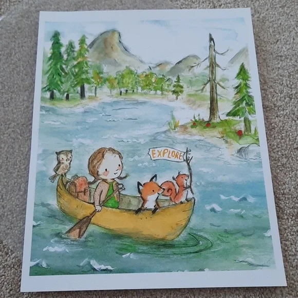 NWT. Etsy Kit Chase 2014 Girl Animals in Boat Print - Picture 2 of 6